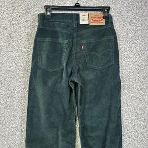 Levis 94 Baggy Pants Womens 24 Mid Rise Green Corduroy Straight Leg Relaxed